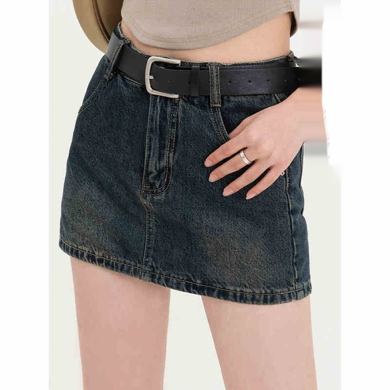 Retro A- Line Denim Short Skirt