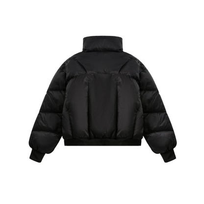 Winter New White Duck Down American Black Stand-up Collar Bread Coat