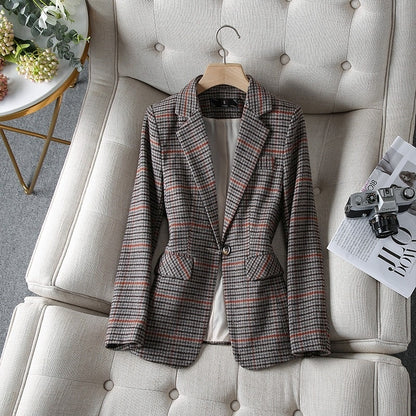 Women's Korean-style Houndstooth Suit Jacket