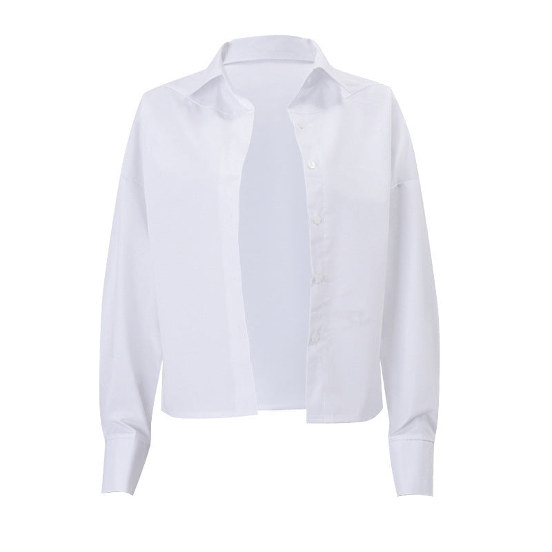 Women's Fashion Casual Sexy Three-piece Suit Solid Color Inner Wear Long Sleeve Shirt Wide Leg Pants