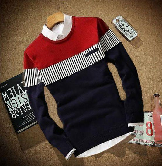 Men’s Grey Color Block Full Sleeves T-Shirt – Trendy &amp; Comfortable