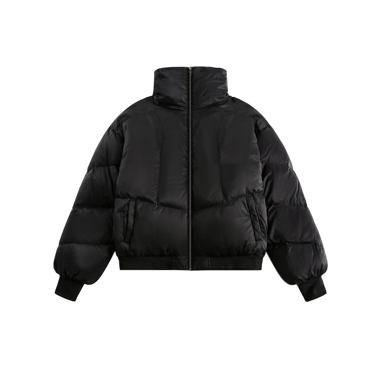 Winter New White Duck Down American Black Stand-up Collar Bread Coat