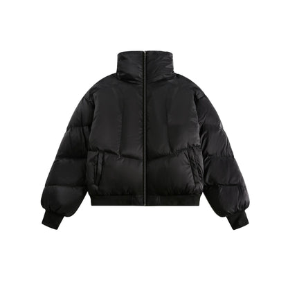 Winter New White Duck Down American Black Stand-up Collar Bread Coat
