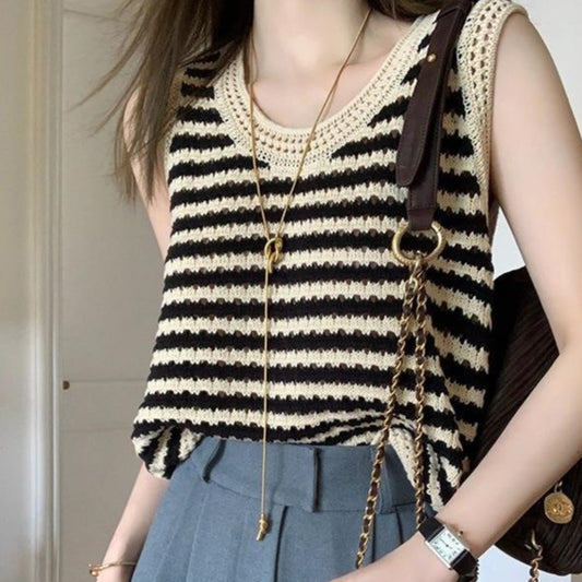 American Striped Knitted Camisole Vest