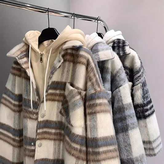 Fake Two-piece Couple Hooded Cotton Jacket