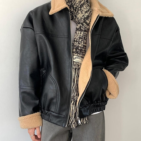 Loose Men's Casual Fleece Lined Coat