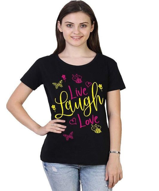 Women's Black Printed Cotton T-Shirt – Trendy &amp; Comfortable