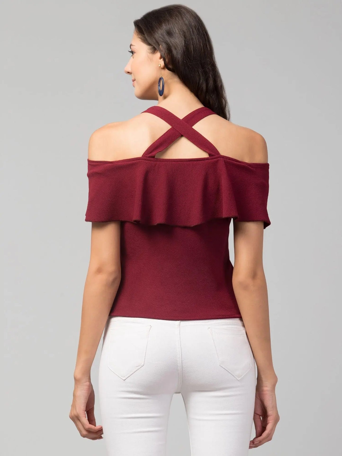 Airbiter Collection Women's Cotton Blend Cold-Shoulder Top – Green
