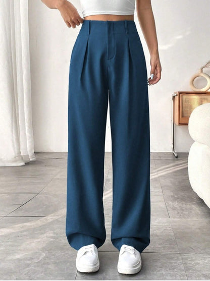 Autumn And Winter High Waist All-matching Wide Leg Leisure Suit Pants For Women
