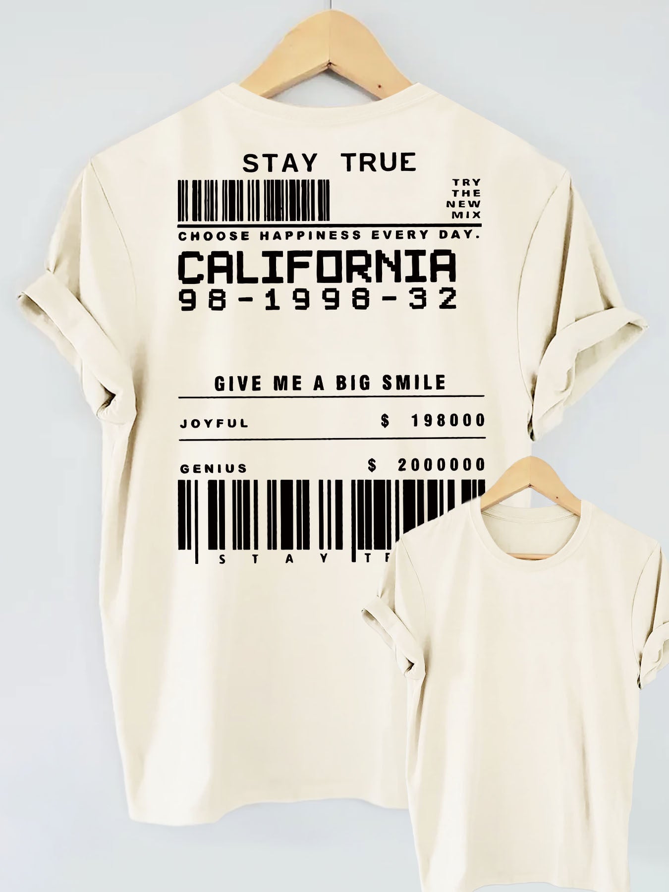 STAY TRUE Letter Print Short-sleeve Crew Neck