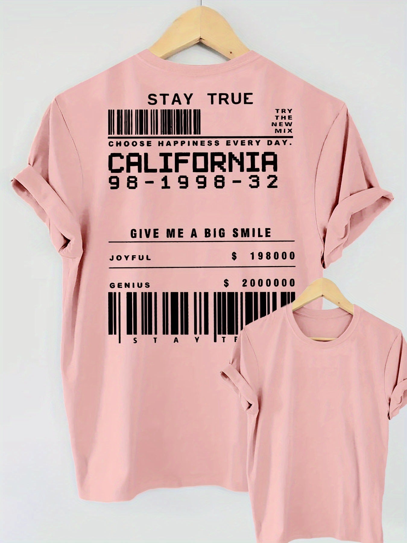 STAY TRUE Letter Print Short-sleeve Crew Neck
