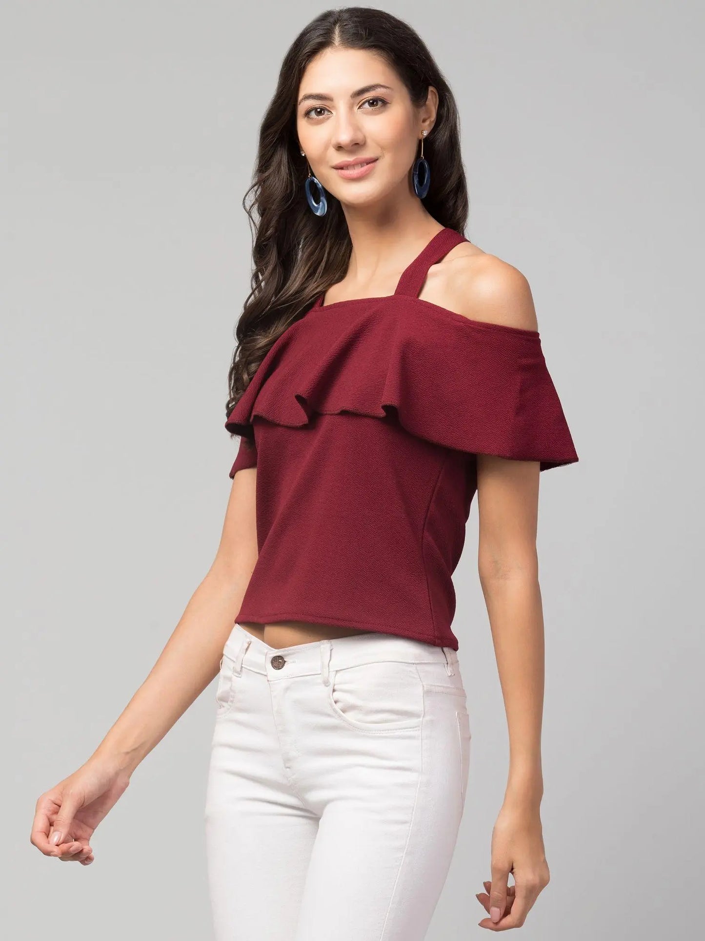 Airbiter Collection Women's Cotton Blend Cold-Shoulder Top – Green