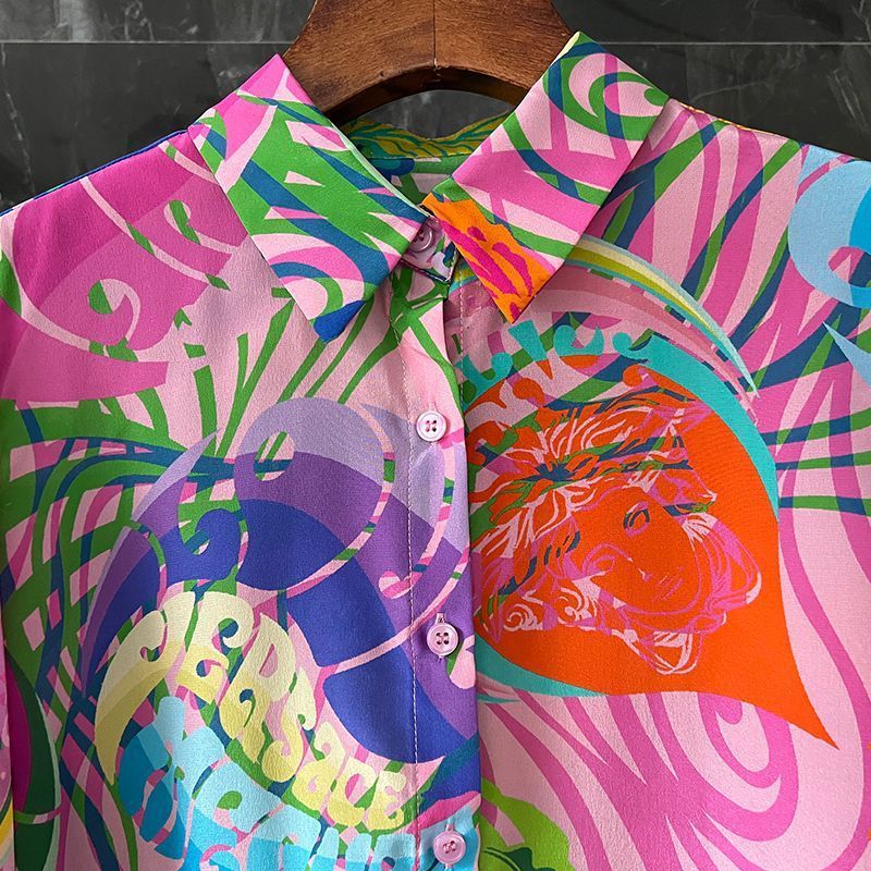 European Goods Color Silk Top