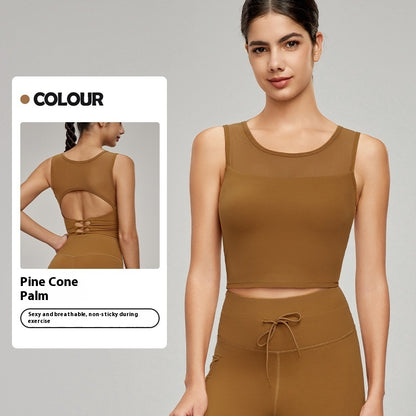 Splicing Mesh Beauty Back Yoga Vest
