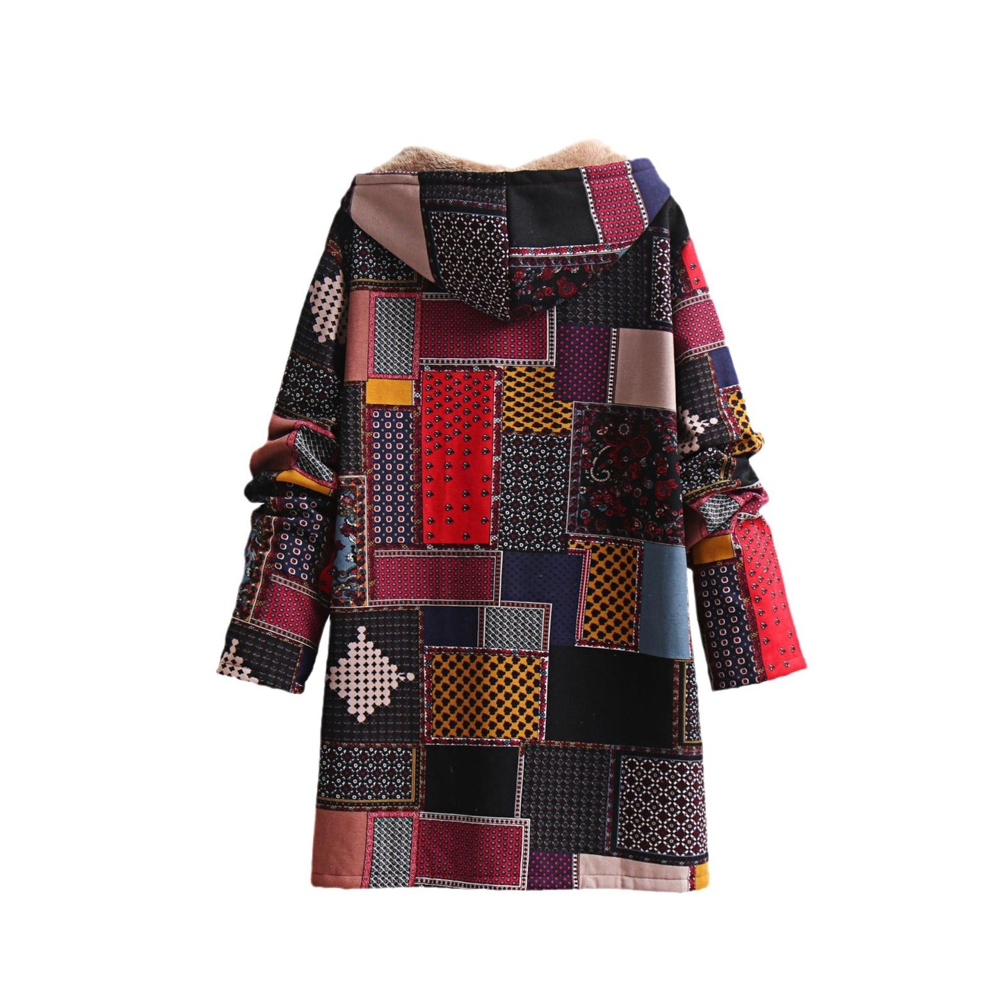 Ethnic Style European And American Fashion Cotton And Linen Hooded Cotton-padded Jacket