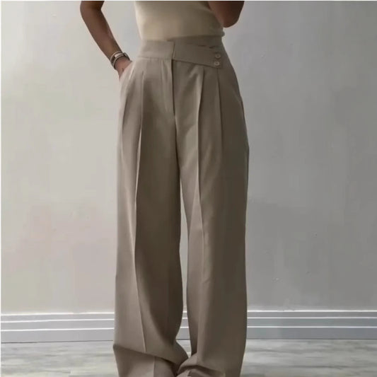Women's Irregular Waist Wide Leg Pants Suit Pants