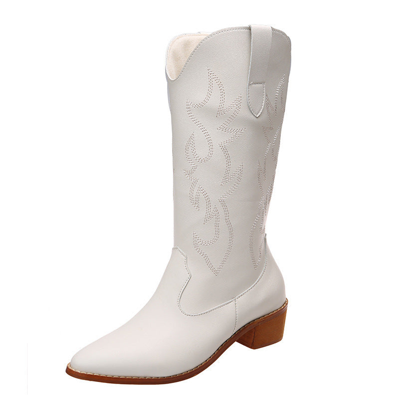 Retro V Cut Below The Knee Knight Boots Mid-calf