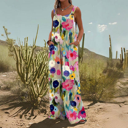 Women's Vintage Print Jumpsuit European And American Loose