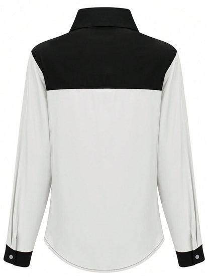 Chemise De Mode Pour Femmes Avec Patchwork De Couleurs