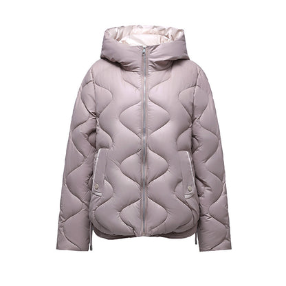 New Shiny Fashion Western Style Slimming Thin Hood Cotton-padded Coat For Women