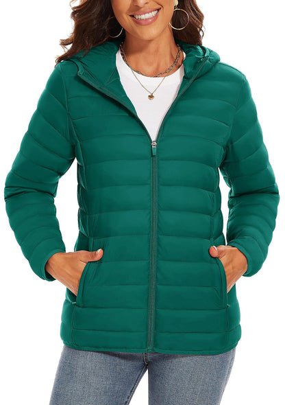 Hooded Down Jacket Zipper Winter Warm Coat Jacket