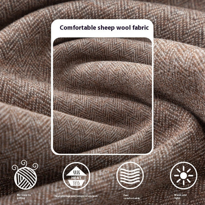 Herringbone Wool Soft And Thickened Woolen Pants Women's High Waist Wide Leg Pants