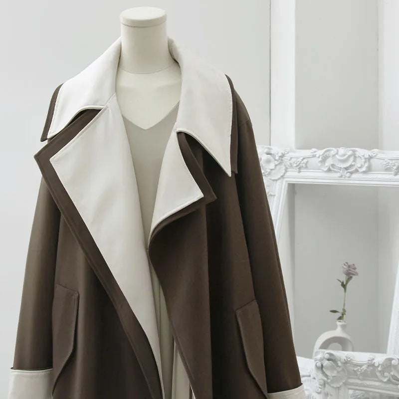 Double-layer Collar Fake Two-piece Long Sleeve Coat Overcoat