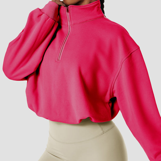 Fleece-lined Sports Sweater Pullover High Collar Outdoor Workout