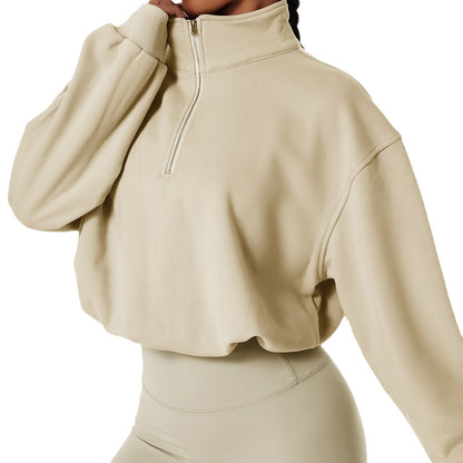 Fleece-lined Sports Sweater Pullover High Collar Outdoor Workout