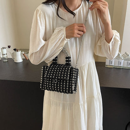 Dinner Dress Portable Beaded Weave Pearl Bag