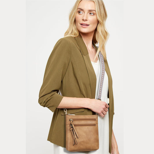 Multi-zipper Pocket Vertical Women's Shoulder Bag
