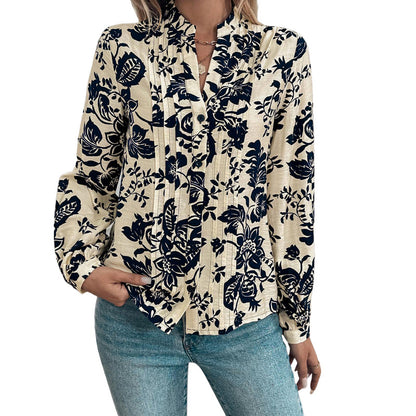 Retro Printed Elegant Shirt Top For Women