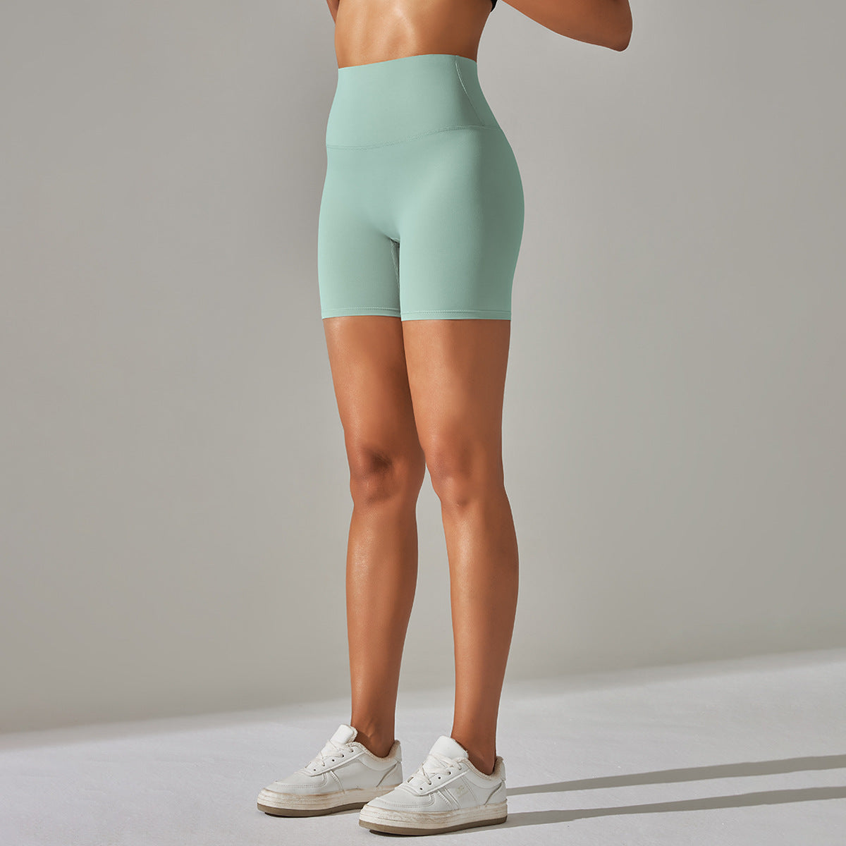 Women's Solid Color Double-sided Brocade Brushed Fitness High Waist Shorts