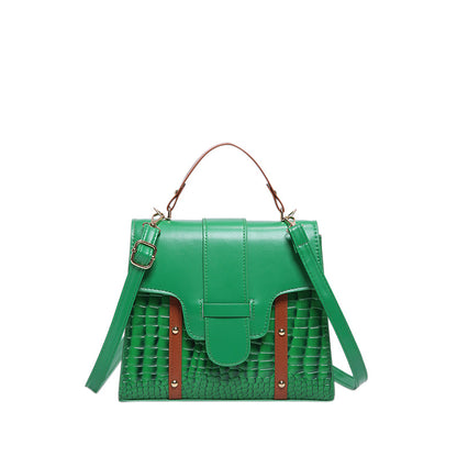 Contrast Color Alligator Print Handbag Retro Style