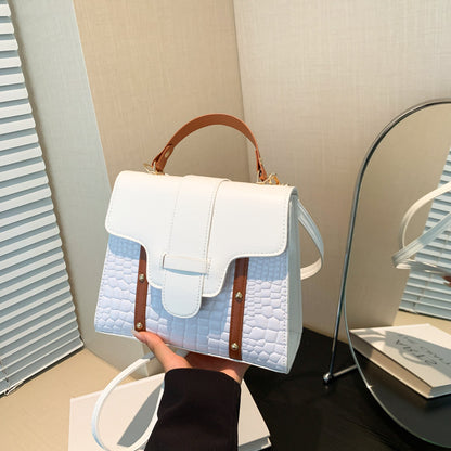 Contrast Color Alligator Print Handbag Retro Style