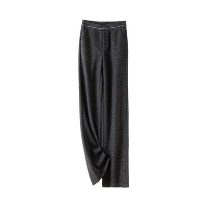 Herringbone Wool Soft And Thickened Woolen Pants Women's High Waist Wide Leg Pants