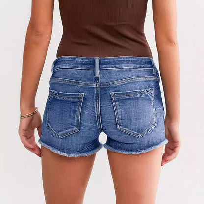 Ladies Ripped Wadding Button Shorts