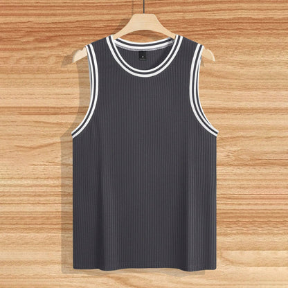 Knitted Vertical Stripes Fitness Sports Slim-fitting Vest