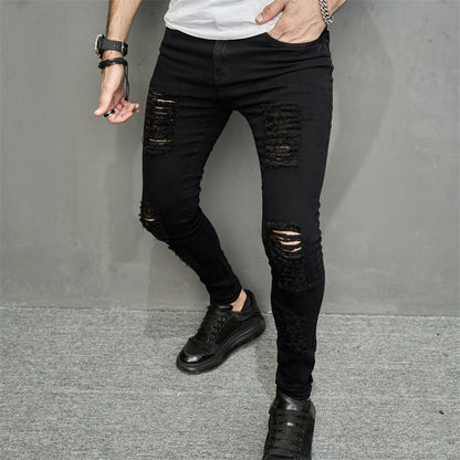 Men's Leisure Ripped Denim Feet Personality Trendy Jeans
