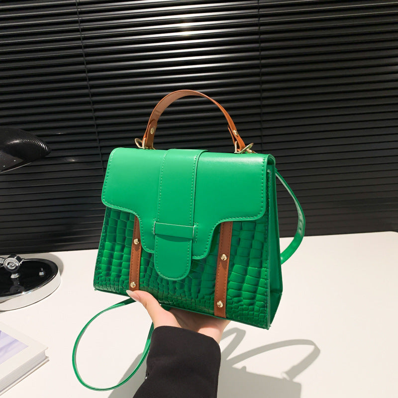 Contrast Color Alligator Print Handbag Retro Style
