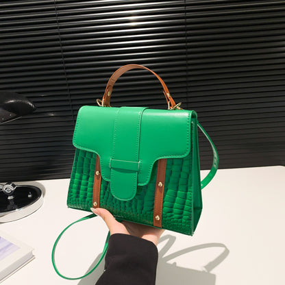 Contrast Color Alligator Print Handbag Retro Style