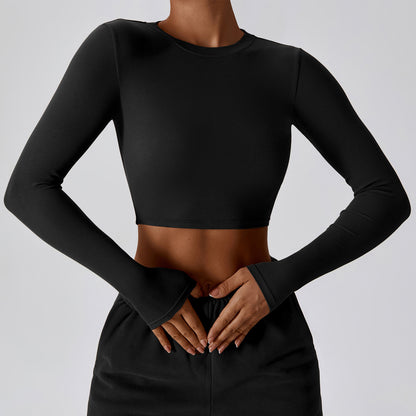 Threaded Short Yoga Clothes Women's Navel Slimming Top