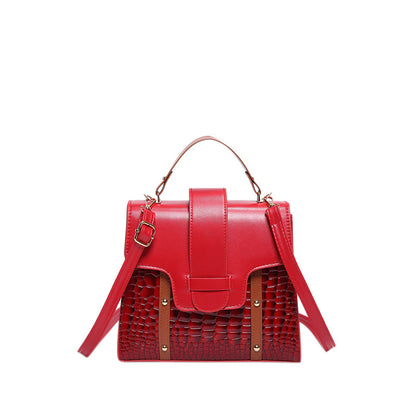 Contrast Color Alligator Print Handbag Retro Style