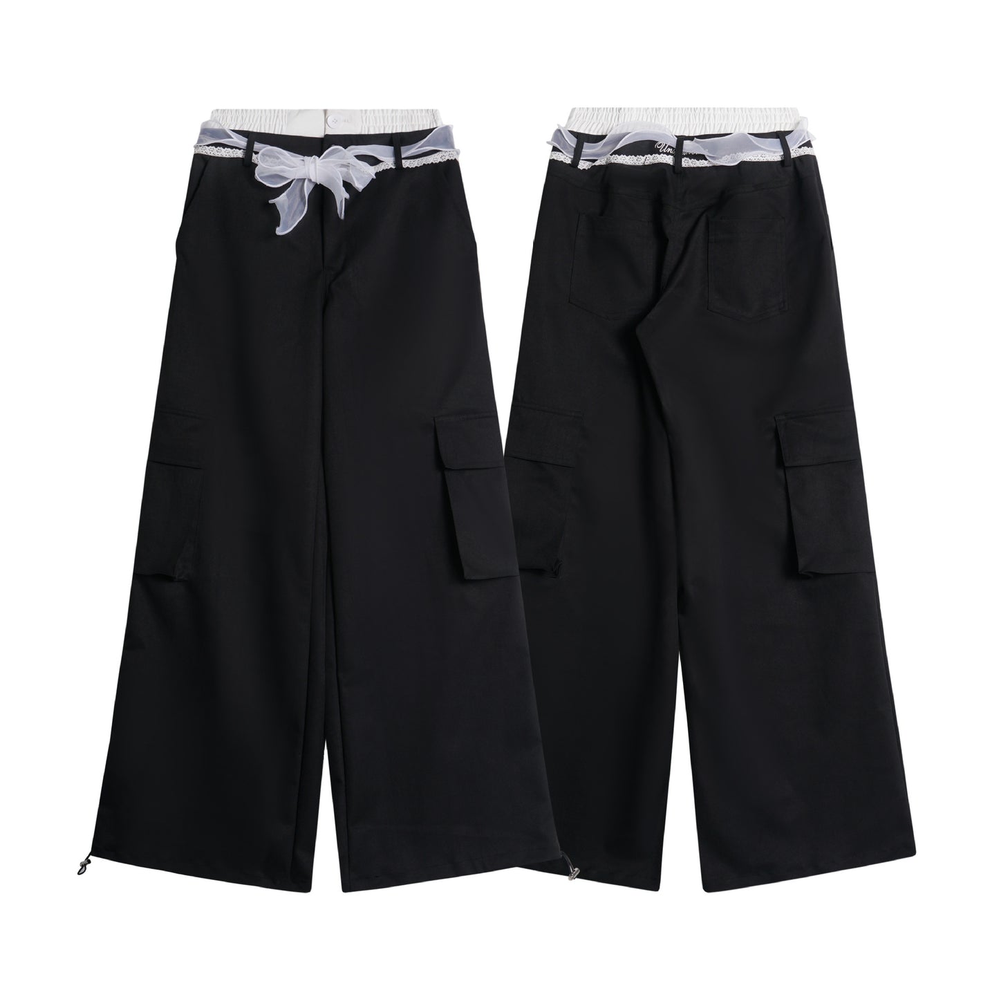 Women's Lace Bow Bandage Wide-leg Pants