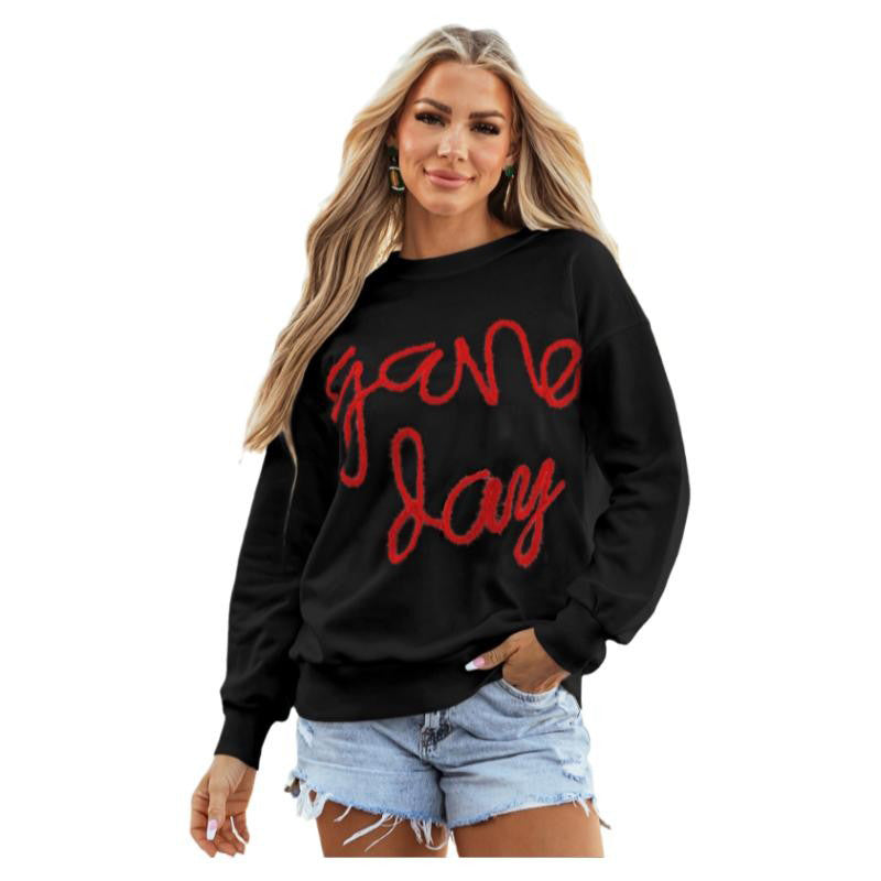 Women's Casual All-matching Loose Letter Embroidery Top