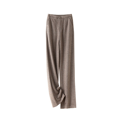 Herringbone Wool Soft And Thickened Woolen Pants Women's High Waist Wide Leg Pants