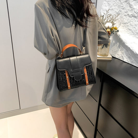 Contrast Color Alligator Print Handbag Retro Style