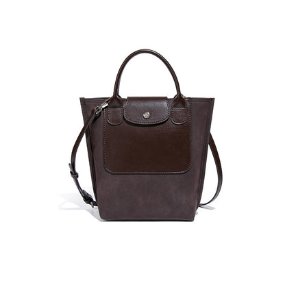 Women's Suede Stitching One-shoulder Bucket Bag