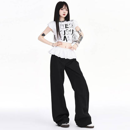 Design Ruffled Patchwork Casual Pants