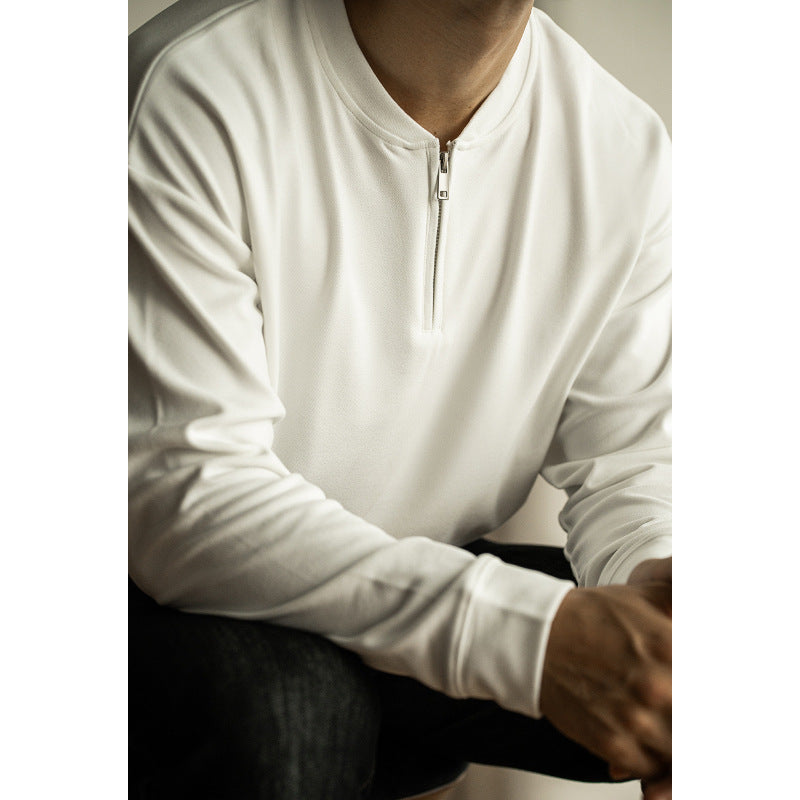 Half Long-sleeve Zipper T-shirt Men's Casual Bottoming Shirt